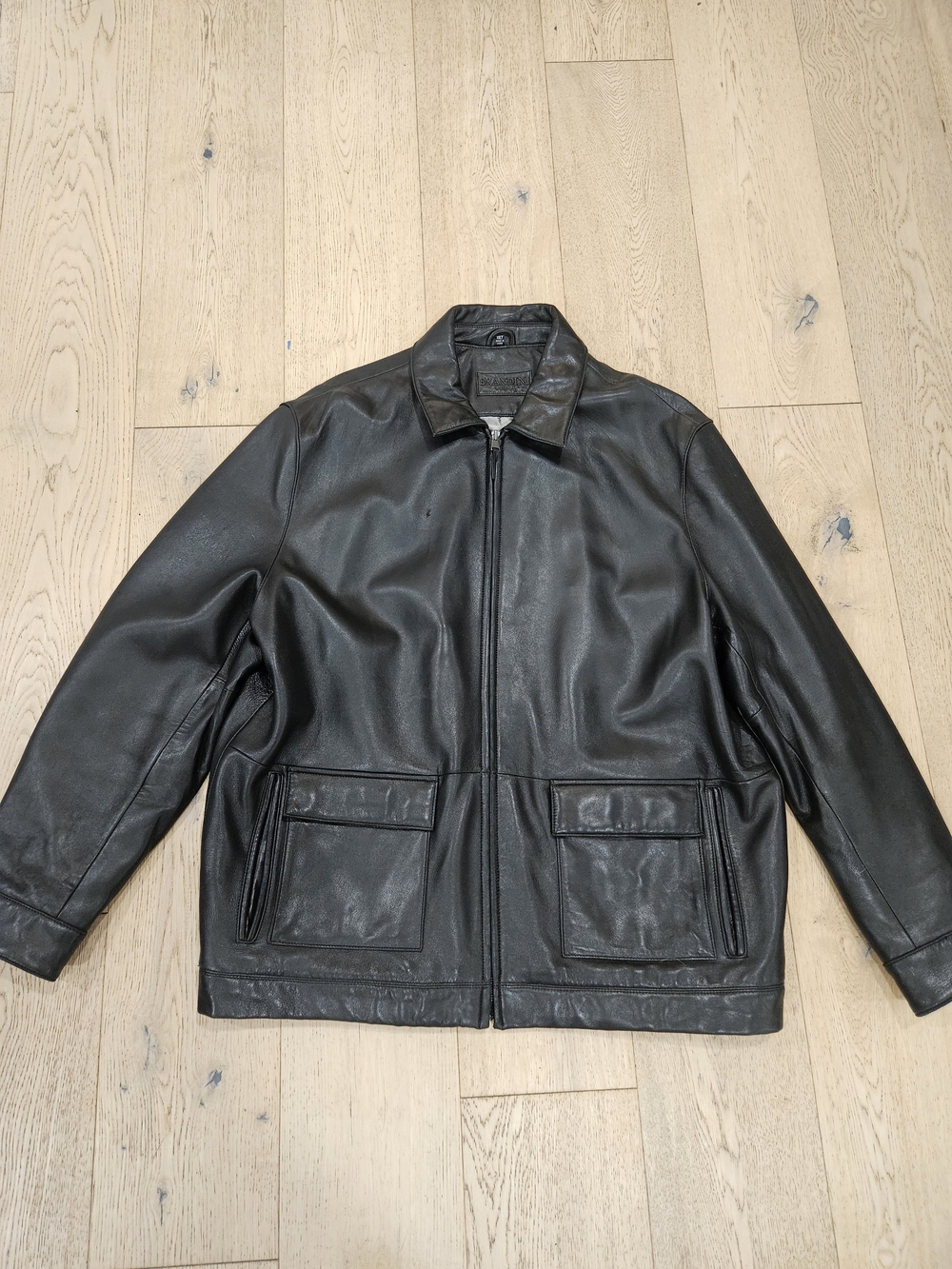 Brandini Le Collezioni Black Leather Jacket Men's XXLT Big & Tall Full Zip